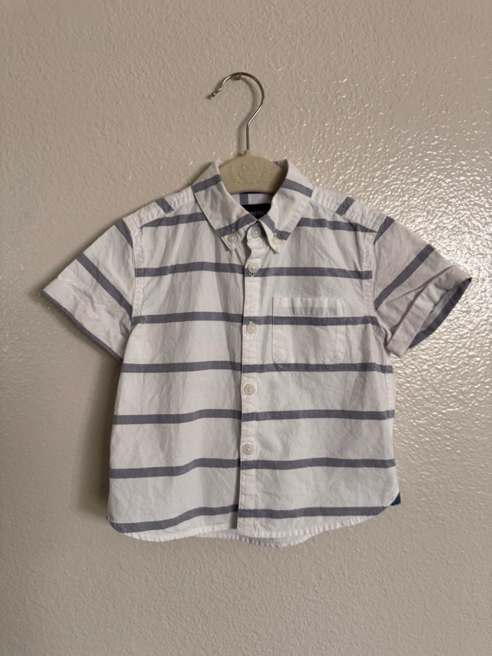 Nordstrom White Button-Down Shirt with Gray Stripes